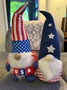 Patriotic USA Gnome Plush Pair - Red, White & Blue